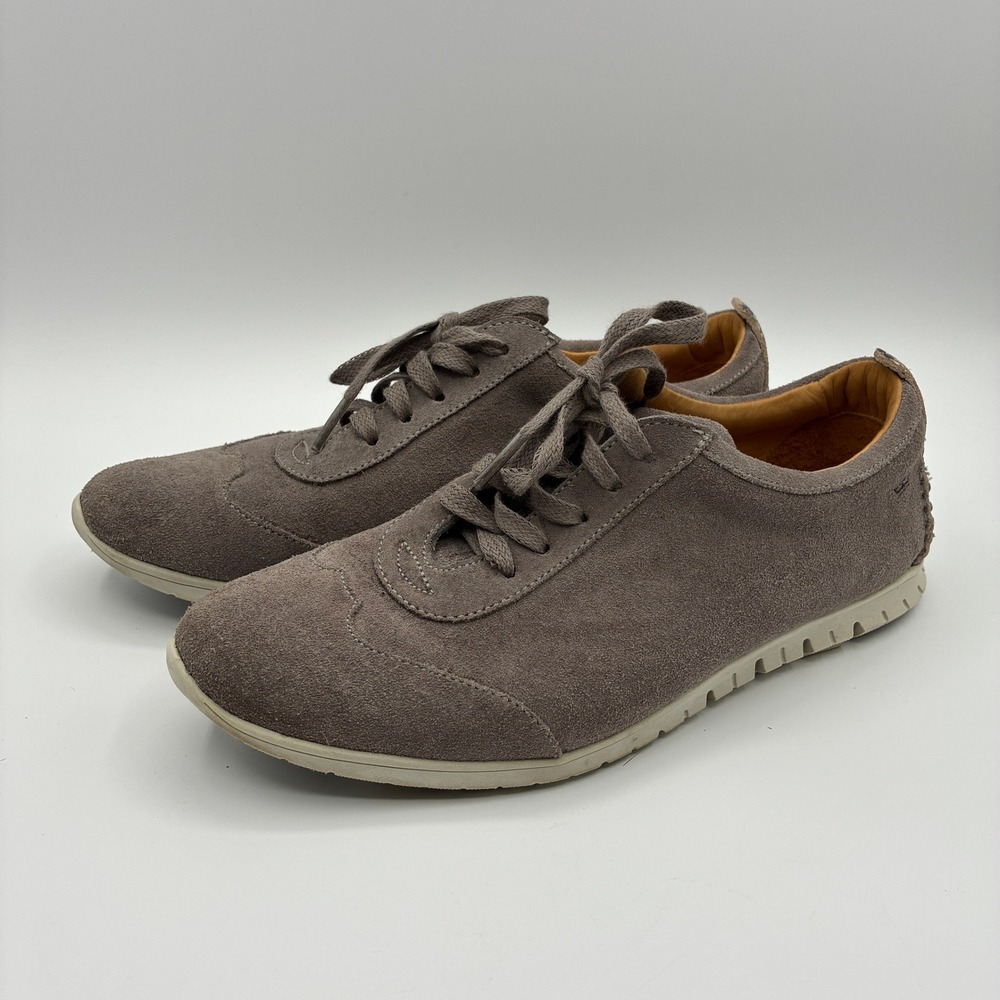 Peter Millar Sneakers Womens 7.5 Gray Suede Snakeskin Heel Lace Up Shoes